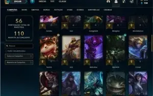 Conta prata 4 com 54 Champs e 28 Skins + 18 Espolios