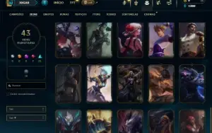 Unranked com 80 Champs e 43 Skins + 15 Fragmentos