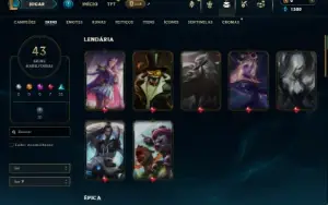 Unranked com 80 Champs e 43 Skins + 15 Fragmentos