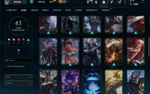Unranked com 80 Champs e 43 Skins + 15 Fragmentos