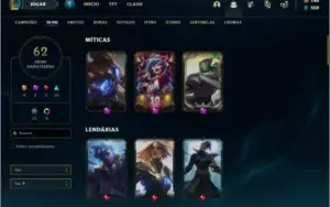 Conta Mestre com 493 PDL, 61 skins e 54 champs
