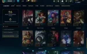 Ouro 1 com 50 Champs e 4 Skins