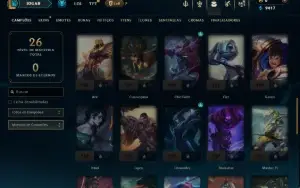Ouro 1 com 50 Champs e 4 Skins