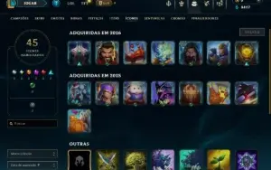 Ouro 1 com 50 Champs e 4 Skins