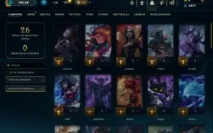 Ouro 1 com 50 Champs e 4 Skins