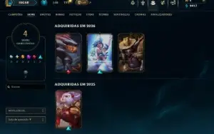 Ouro 1 com 50 Champs e 4 Skins