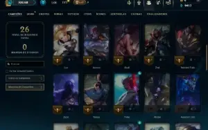 Ouro 1 com 50 Champs e 4 Skins