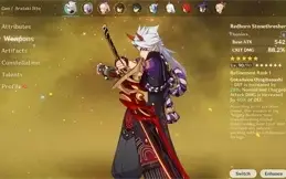 Zhongli C1 + Itto + Chifres Vermelhos + Ayaka + Cortadora...