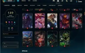Conta Unranked com TODOS os champs e 149 Skins + 31 Cromas