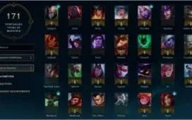 League of Legends com 128 skins e 90 champions, nivel 37
