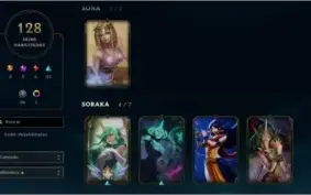 League of Legends com 128 skins e 90 champions, nivel 37