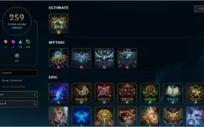 Conta LOL LVL 122 com 365 Skins e 259 Diamante+