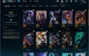 Conta DIAMANTE 4 com 60% de win rate, 4 skins e 32 champs