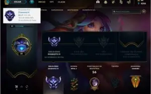 Conta DIAMANTE 4 com 60% de win rate, 4 skins e 32 champs