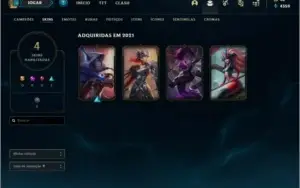 Conta DIAMANTE 4 com 60% de win rate, 4 skins e 32 champs