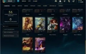 Conta DIAMANTE 4 com 60% de win rate, 4 skins e 32 champs
