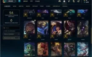 Conta DIAMANTE 4 com 60% de win rate, 4 skins e 32 champs