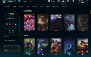 Esmeralda 3 com TODOS os champs e 129 Skins (MID / JG / ADC)