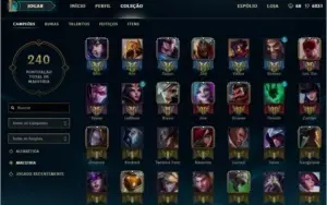 Conta LOL - Borda Platina, Todos os champs, 228 skins