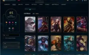 Conta lol lv 185 unranked 92campeões 42 skins muito boas