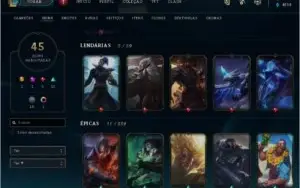 Conta lol lv 185 unranked 92campeões 42 skins muito boas