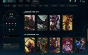 Conta de legue of legends com skins