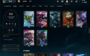 Unranked com 115 Champs e 86 Skins