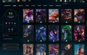 Unranked com 115 Champs e 86 Skins
