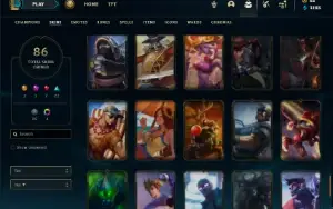 Unranked com 115 Champs e 86 Skins