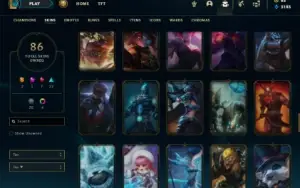 Unranked com 115 Champs e 86 Skins