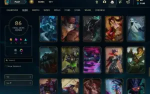 Unranked com 115 Champs e 86 Skins
