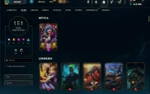Unranked com TODOS os champs e 151 Skins ( MAIN SUP )