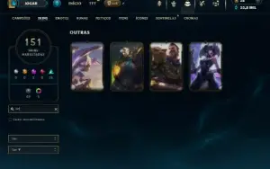 Unranked com TODOS os champs e 151 Skins ( MAIN SUP )