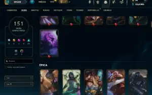 Unranked com TODOS os champs e 151 Skins ( MAIN SUP )
