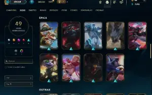 Platina 1 com 90 Champs e 49 Skins ( ADC / TOP / MID / JG )
