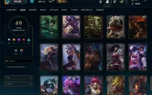 Platina 1 com 90 Champs e 49 Skins ( ADC / TOP / MID / JG )