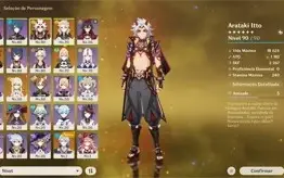 Conta Genshin Impact AR51 Itto, Albedo, Gorou, e armas 5*