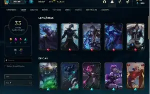 Conta DIAMANTE 1 com 33 skins e 50 champs