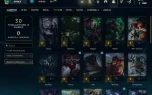 Conta Unranked com 31 Champs e 5 Skins + 3 Fragmentos