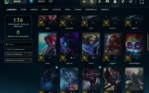 Conta Unranked com 53 Champs e 32 Skins + 2 Fragmentos