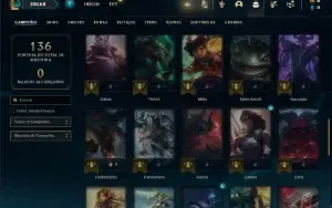 Conta Unranked com 53 Champs e 32 Skins + 2 Fragmentos