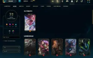 Conta Unranked com 53 Champs e 32 Skins + 2 Fragmentos
