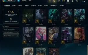 Conta Unranked com 53 Champs e 32 Skins + 2 Fragmentos