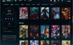 Conta prata 1 com 50 skins e 89 champs