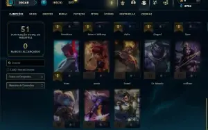 Unranked com 35 Champs e 3 Skins ( Ex Esmeralda )
