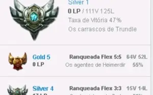 Vendo conta Prata I solo e Ouro 5 5vs5 e varias skins
