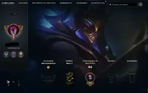 Mmr zerado - Nível 55- 40 campeões - 17 Skins - 100% Segura