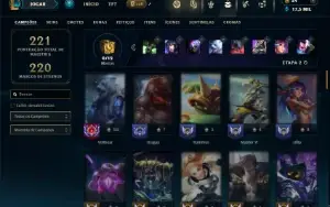 Unranked com 75 Champs e 51 Skins + 1 Prestigio do Yasuo