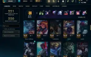 Unranked com 75 Champs e 51 Skins + 1 Prestigio do Yasuo