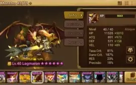 Conta summoners wars, 28 6* estrela, 7 nat 5* com homunculus